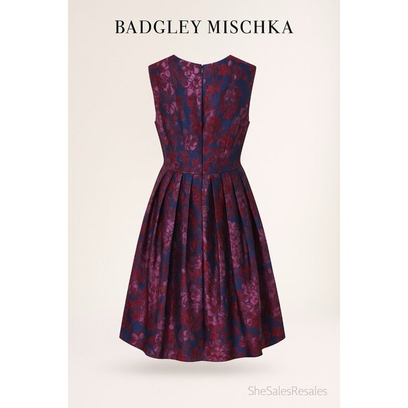 Badgley Mischka Couture for Nordstrom Floral Jacquard Fit & Flare Dress Size 12 - Picture 2 of 11